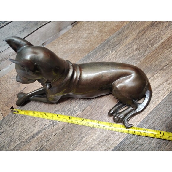 Vintage Cast Metal Bronze Finish Doberman Pincher Figurine Standing Regal Lodge - Picture 6 of 7